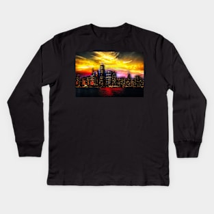 Skyline by Night Kids Long Sleeve T-Shirt